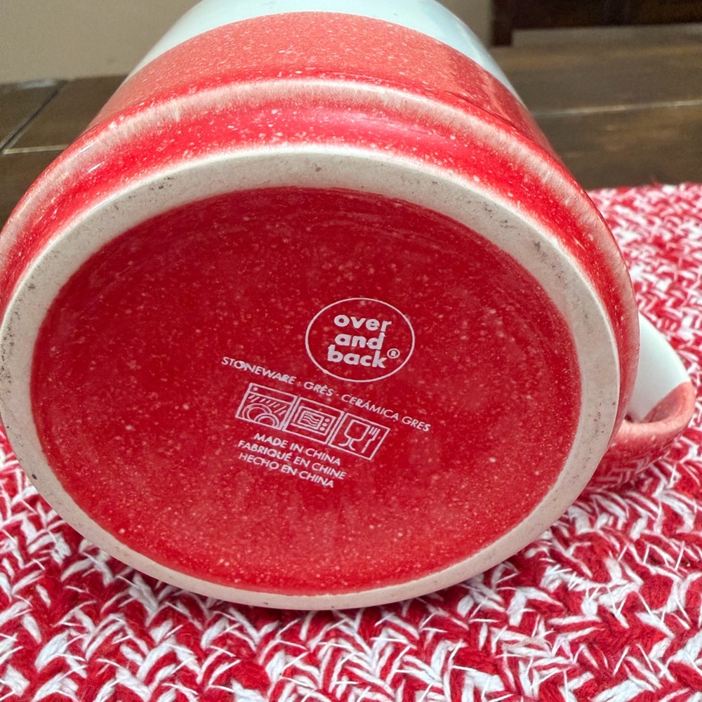 White and Red Two-Tone Ceramic Mug